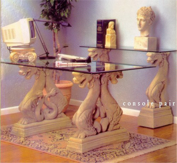 Dragon Table Base Console Pair - Made in the USA from Plaster